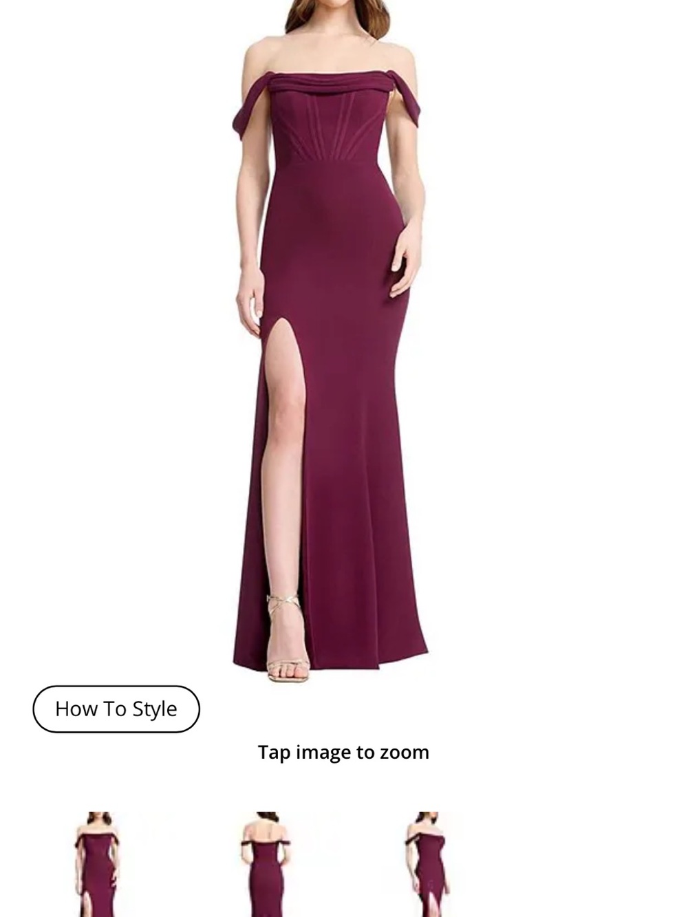 NWT Dress the Population Burgundy Off-Shoulder Dress